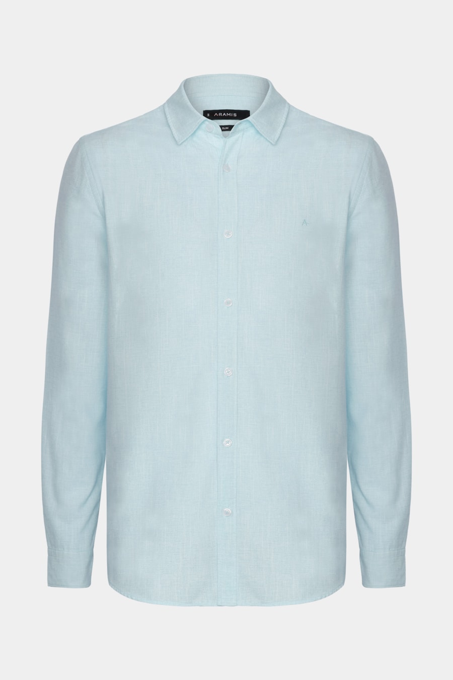 Camisa Manga Longa Slim Algodão Com Bordado Azul Claro — foto 5 de 6