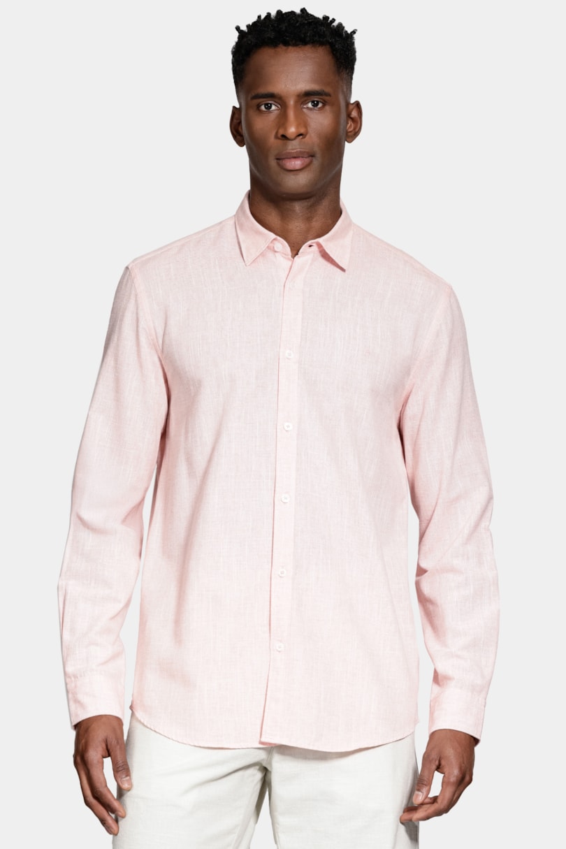 Camisa Manga Longa Slim Algodão Com Bordado Coral