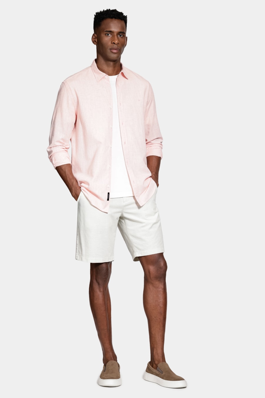 Camisa Manga Longa Slim Algodão Com Bordado Coral — foto 2 de 6