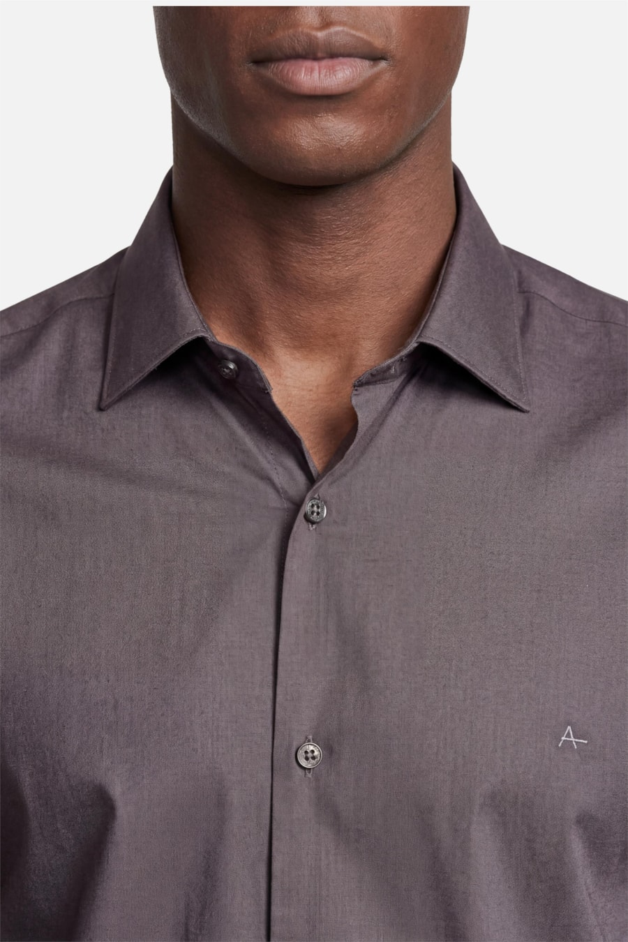 Camisa Manga Longa Slim Algodão Com Elastano Chumbo — foto 3 de 5