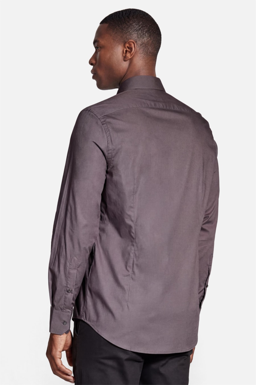 Camisa Manga Longa Slim Algodão Com Elastano Chumbo — foto 4 de 5