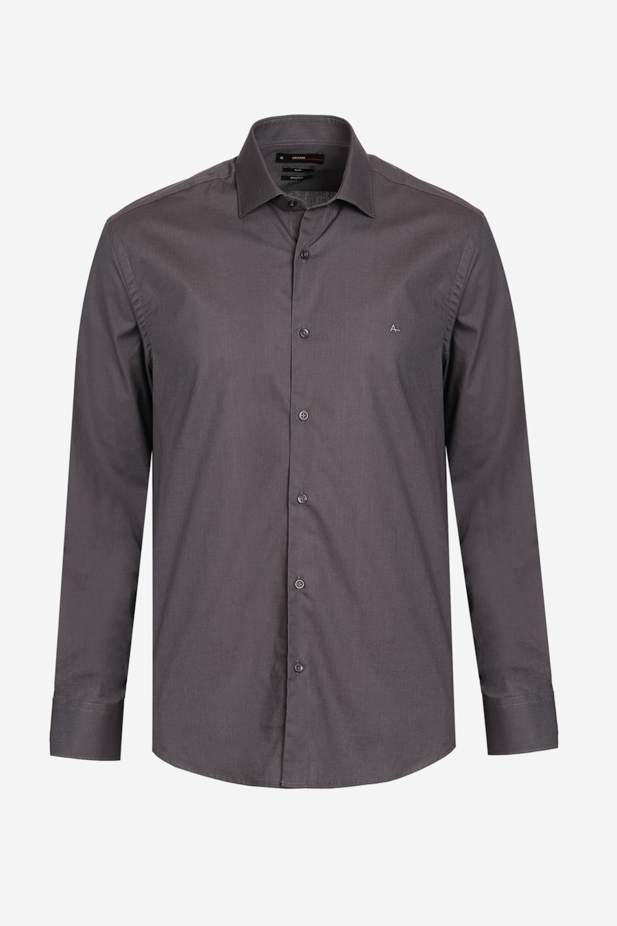 Camisa Manga Longa Slim Algodão Com Elastano Chumbo — foto 5 de 5