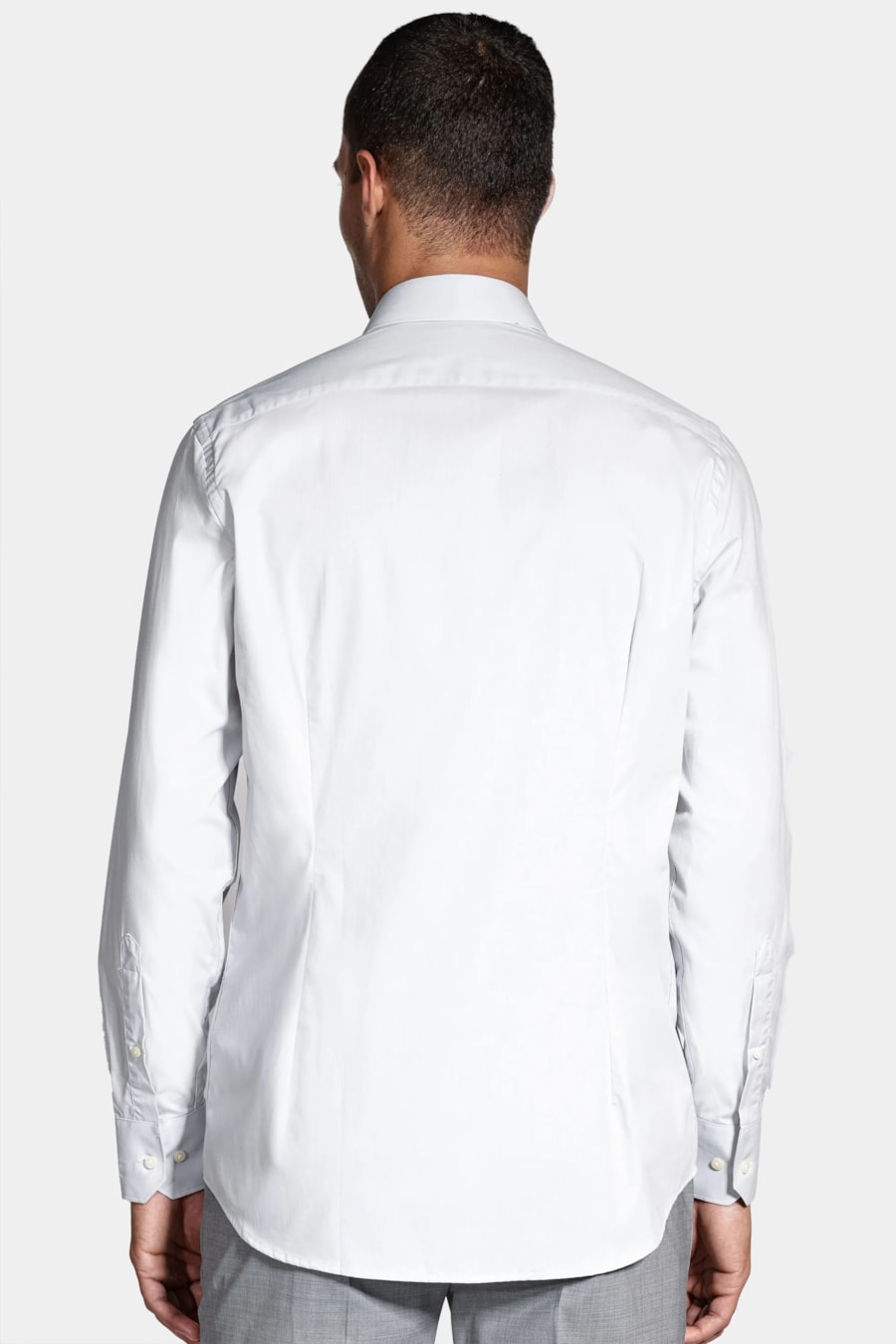 Camisa Manga Longa Slim Algodão Com Elastano Cinza — foto 4 de 5