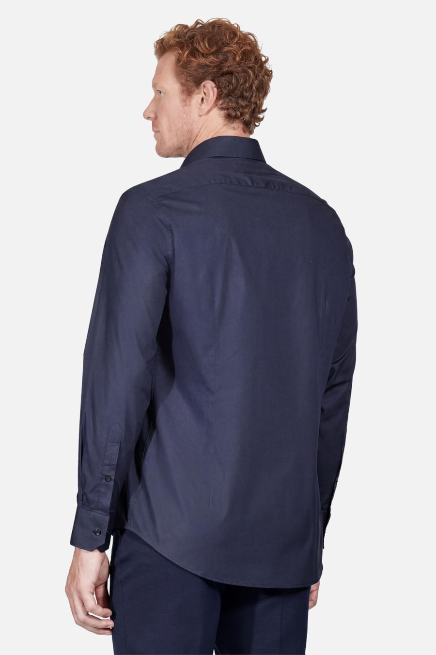 Camisa Manga Longa Slim Algodão Com Elastano Marinho — foto 4 de 6