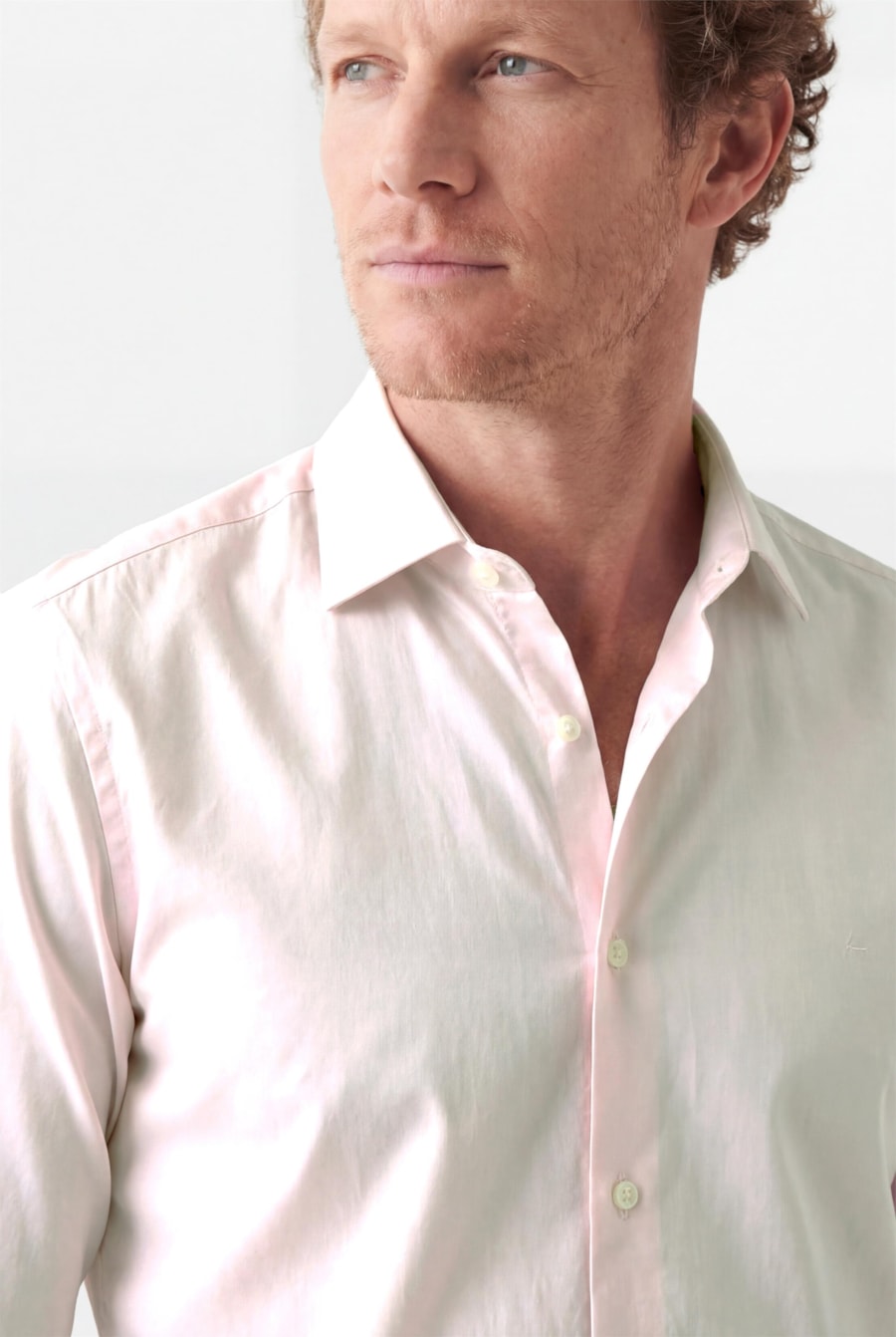 Camisa Manga Longa Slim Algodão Com Elastano Rosa — foto 3 de 5