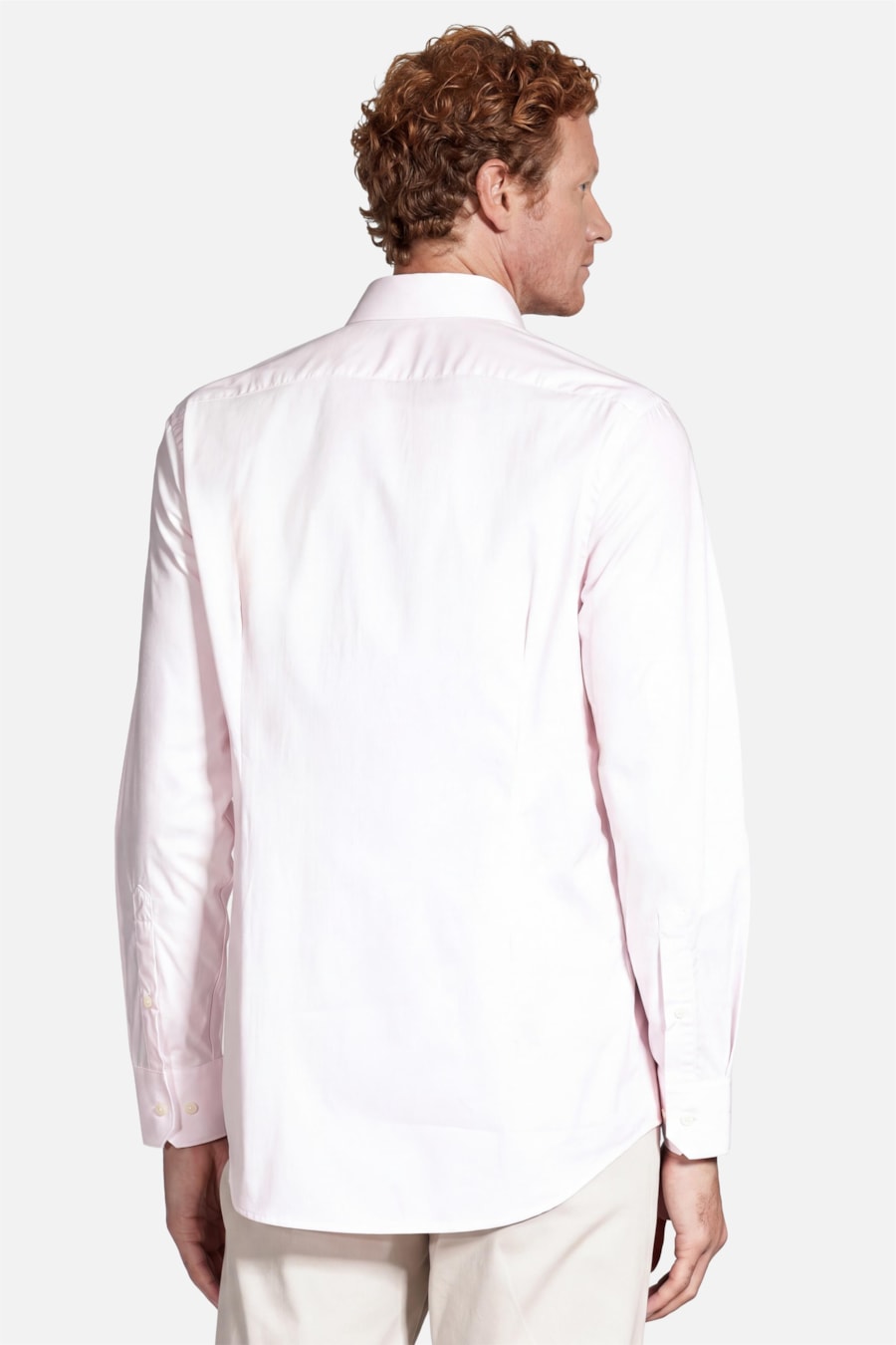 Camisa Manga Longa Slim Algodão Com Elastano Rosa — foto 4 de 5