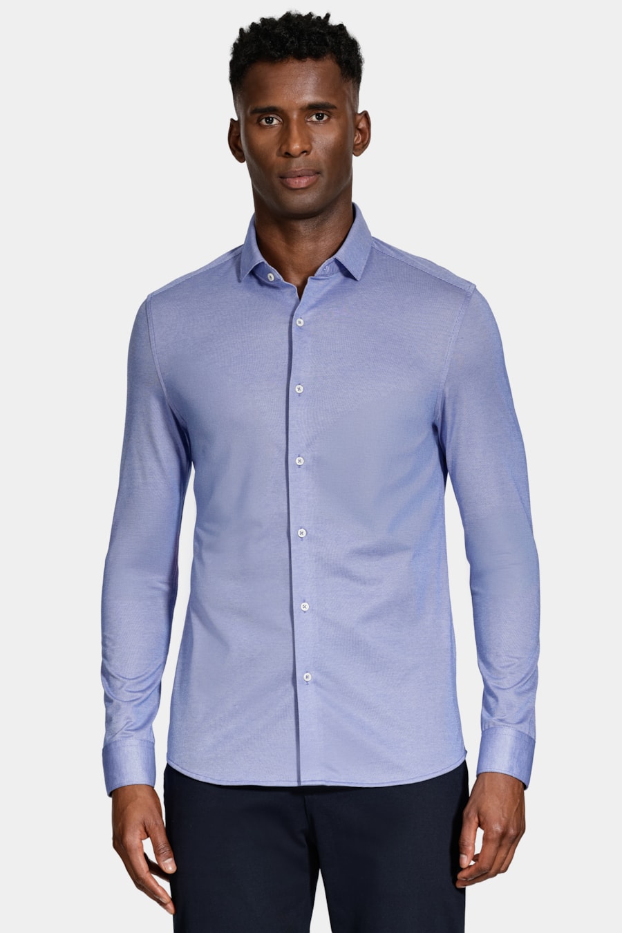 Camisa Manga Longa Slim Algodão Coolmax Azul — foto 1 de 6