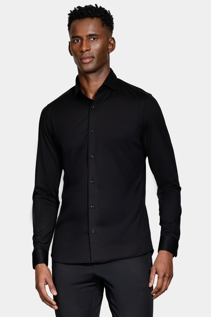 Camisa Manga Longa Slim Algodão Coolmax Preto — foto 1 de 6