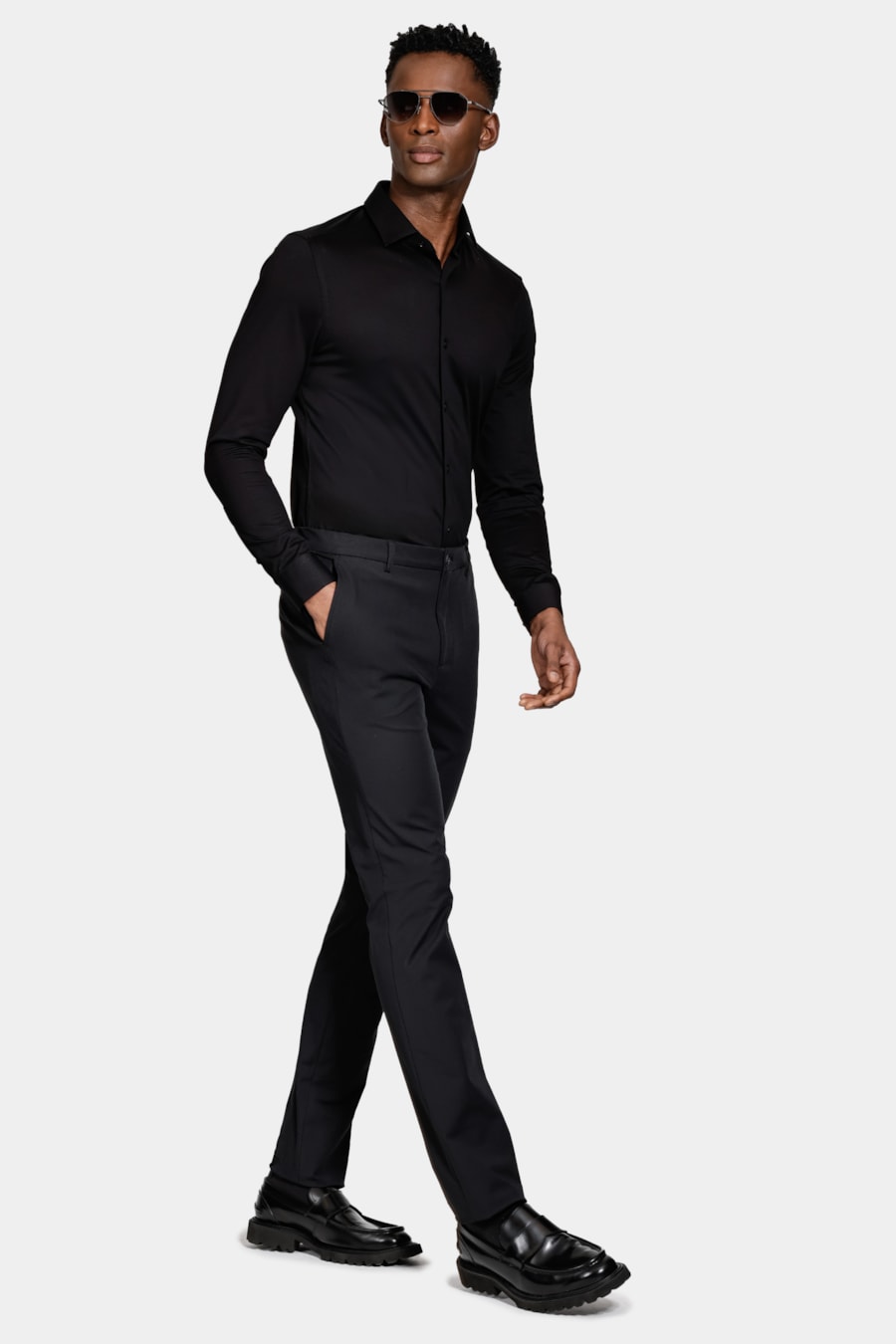 Camisa Manga Longa Slim Algodão Coolmax Preto — foto 2 de 6