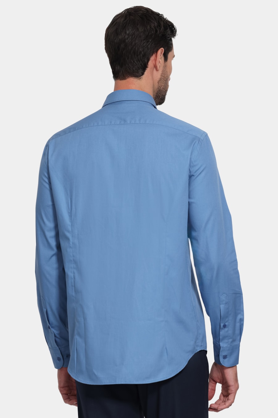 Camisa Manga Longa Slim Algodao Damero Azul Ceruleo 114 — foto 4 de 6