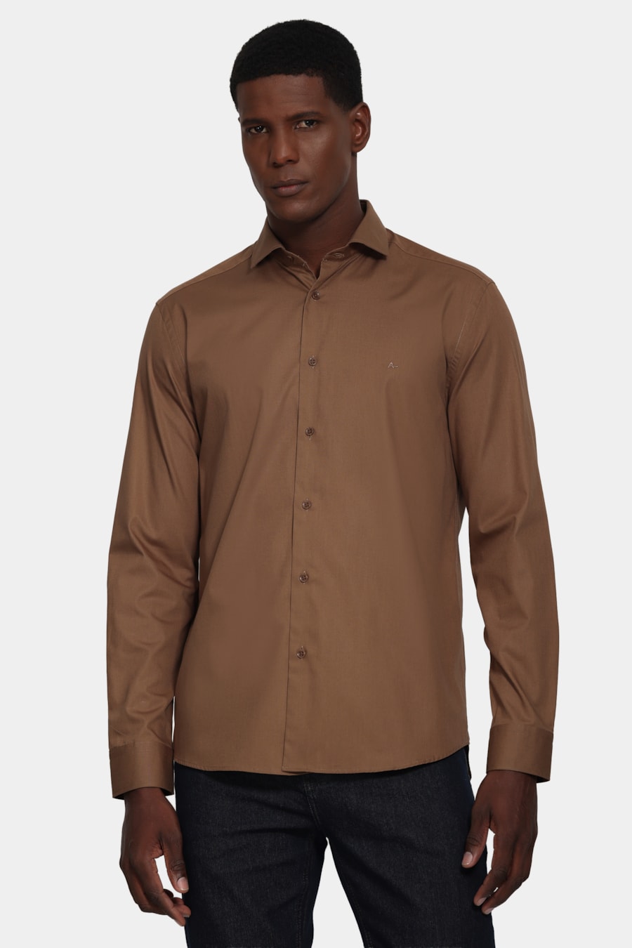 Camisa Manga Longa Slim Algodao Damero Castor — foto 1 de 6
