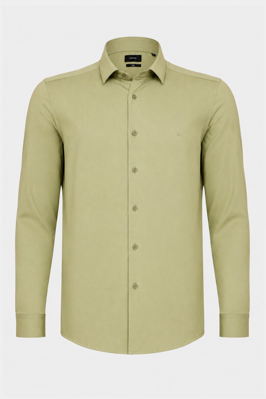 Camisa Manga Longa Slim Algodao Damero Verde Medio — foto 5 de 6