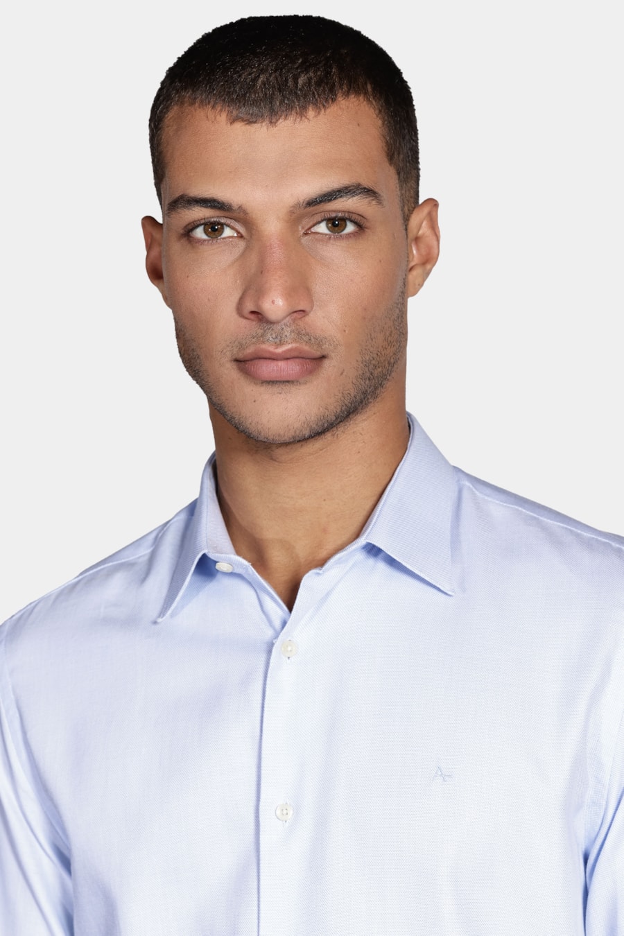 Camisa Manga Longa Slim Algodão Egípcio Fio 50 Azul Claro — foto 3 de 5