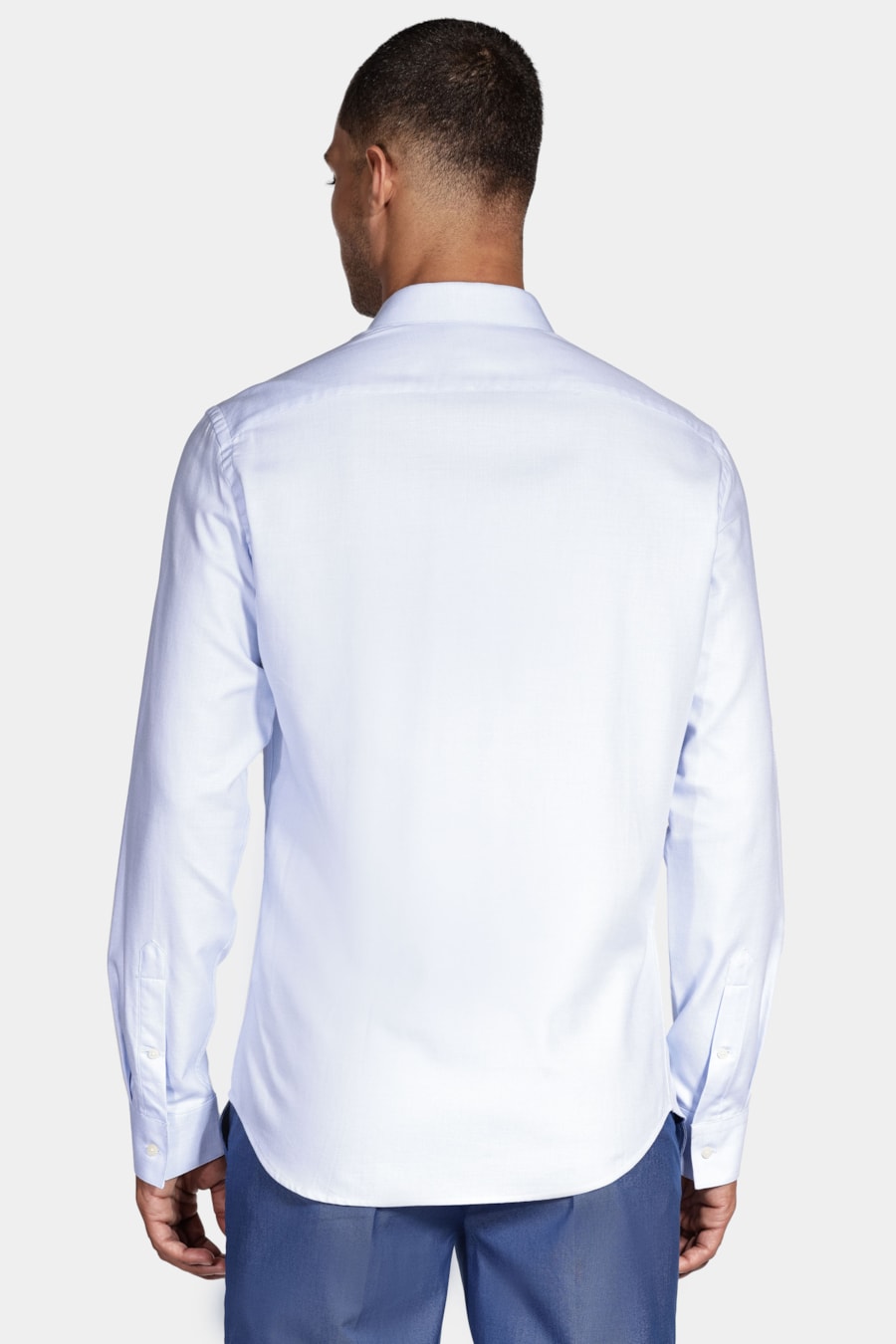 Camisa Manga Longa Slim Algodão Egípcio Fio 50 Azul Claro — foto 4 de 5