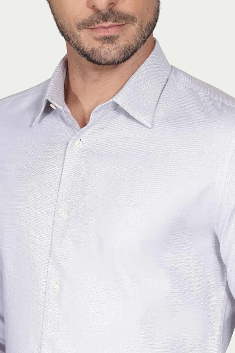 Camisa Manga Longa Slim Algodão Egípcio Fio 50 Cinza — foto 3 de 6