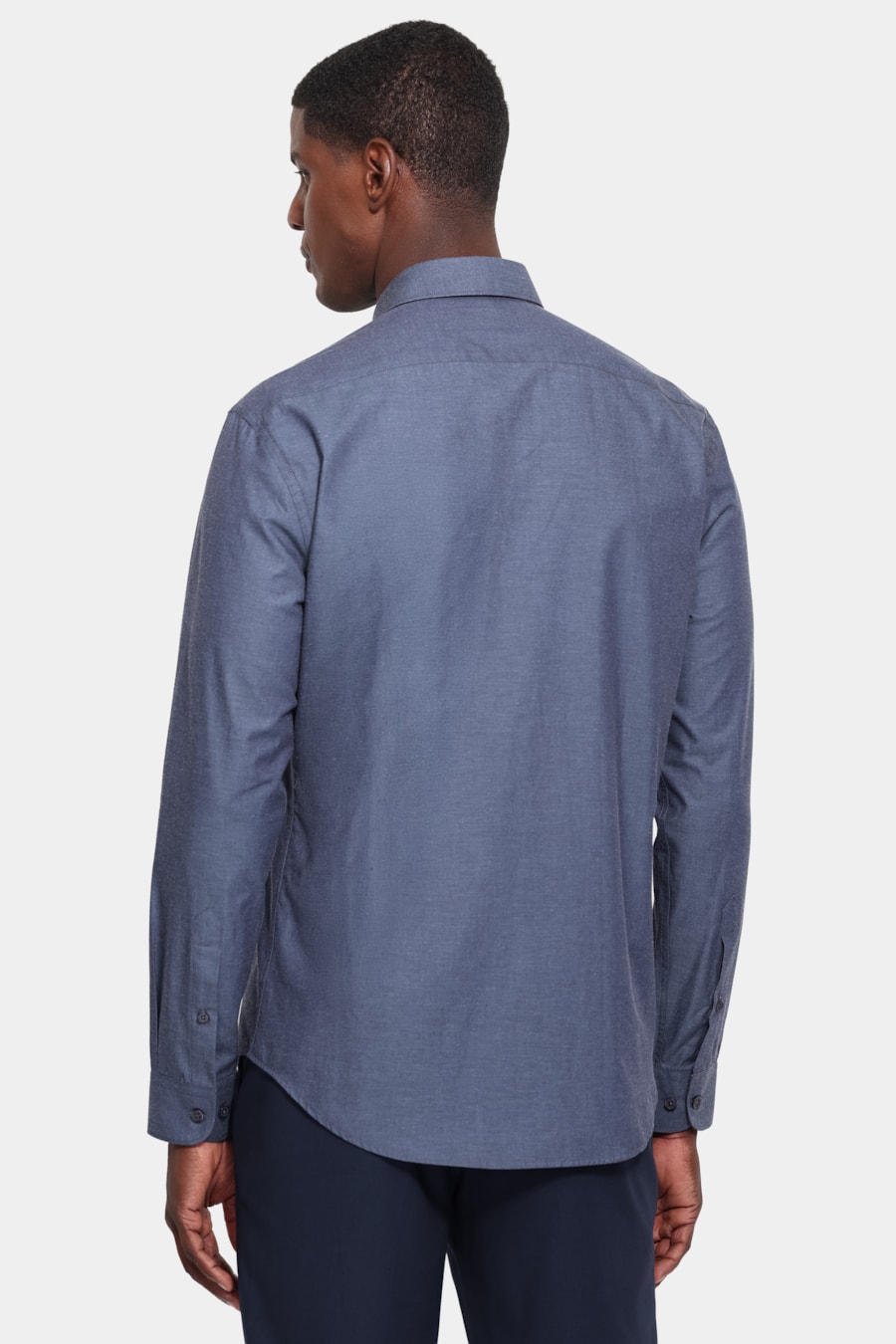 Camisa Manga Longa Slim Algodão Fio 60 Azul Escuro — foto 4 de 6