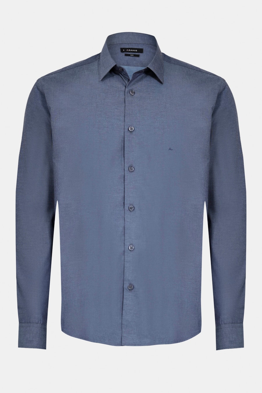 Camisa Manga Longa Slim Algodão Fio 60 Azul Escuro — foto 5 de 6