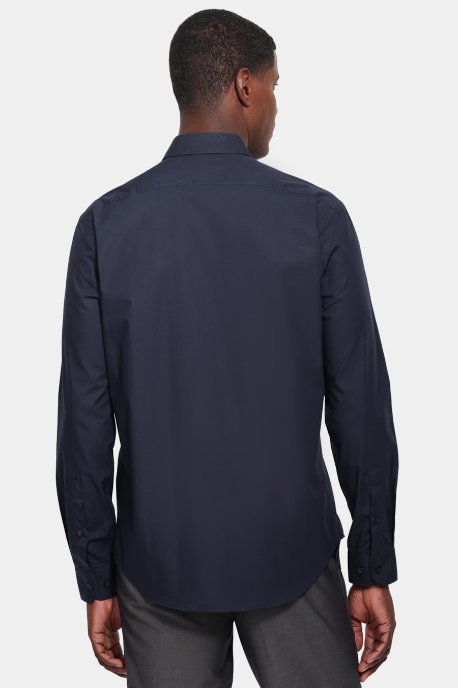Camisa Manga Longa Slim Algodão Fio 60 Marinho — foto 4 de 6