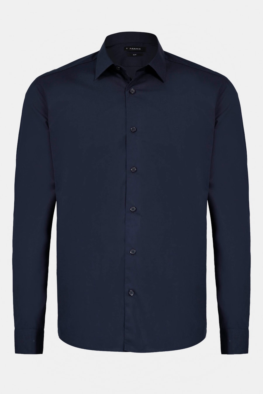 Camisa Manga Longa Slim Algodão Fio 60 Marinho — foto 5 de 6