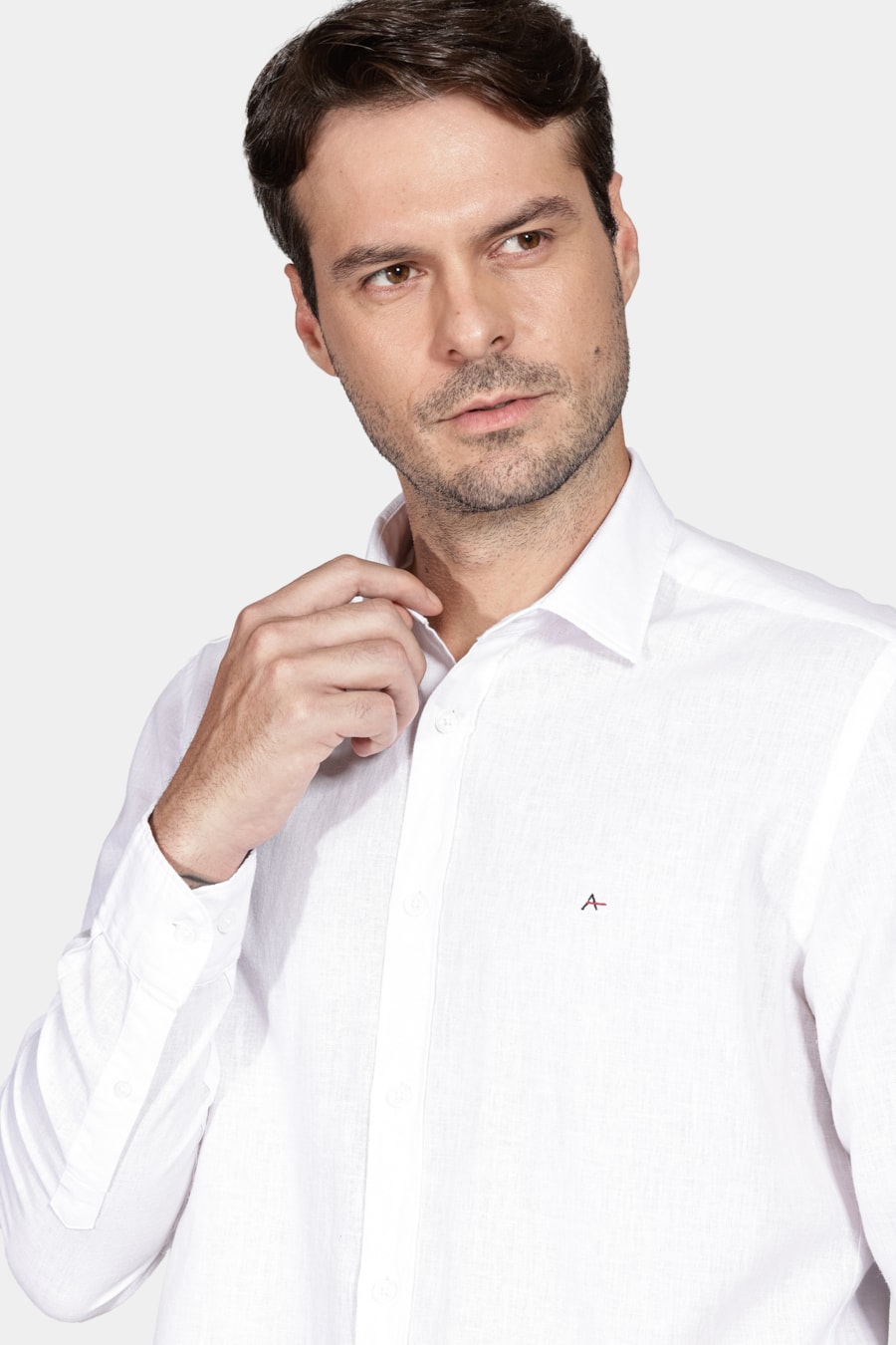 Camisa Manga Longa Slim Algodão Linho Branco — foto 3 de 5