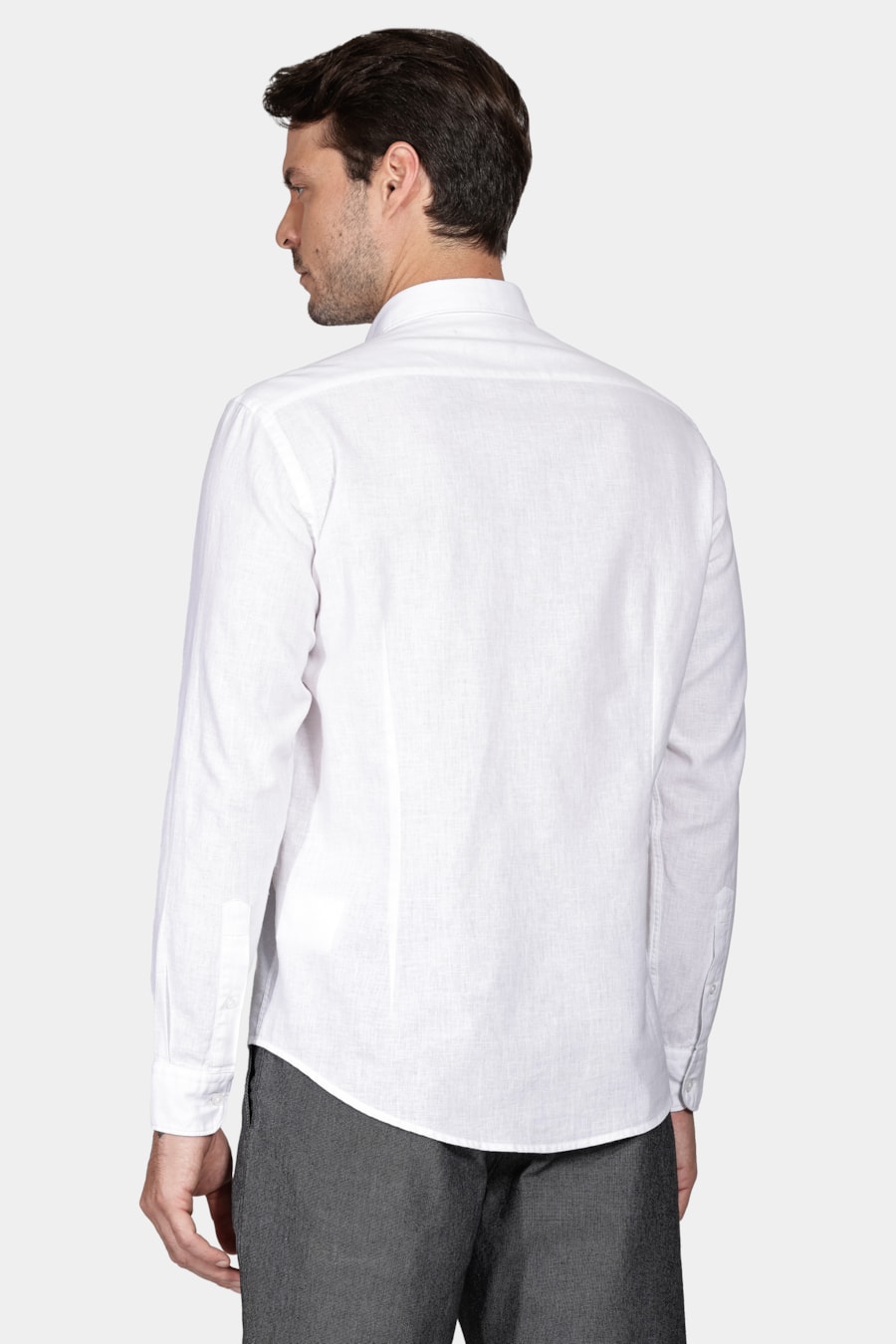 Camisa Manga Longa Slim Algodão Linho Branco — foto 4 de 5