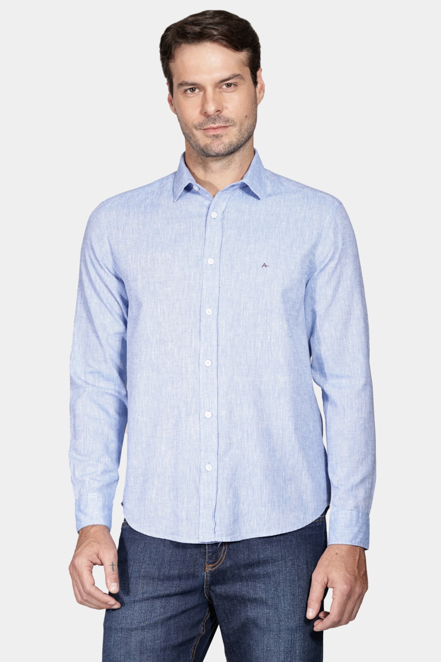 Camisa Manga Longa Slim Algodão Linho Royal — foto 1 de 5