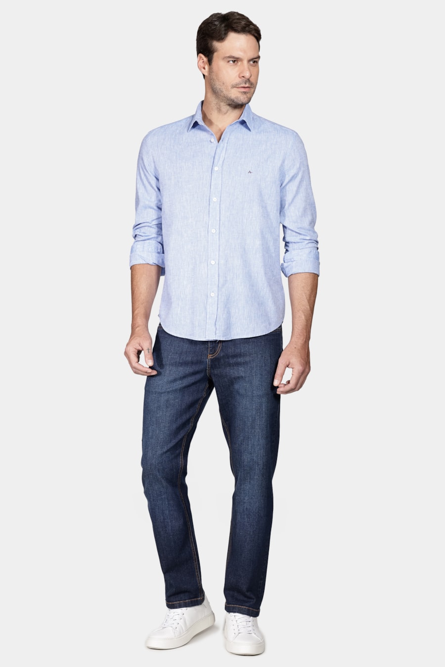 Camisa Manga Longa Slim Algodão Linho Royal — foto 2 de 5