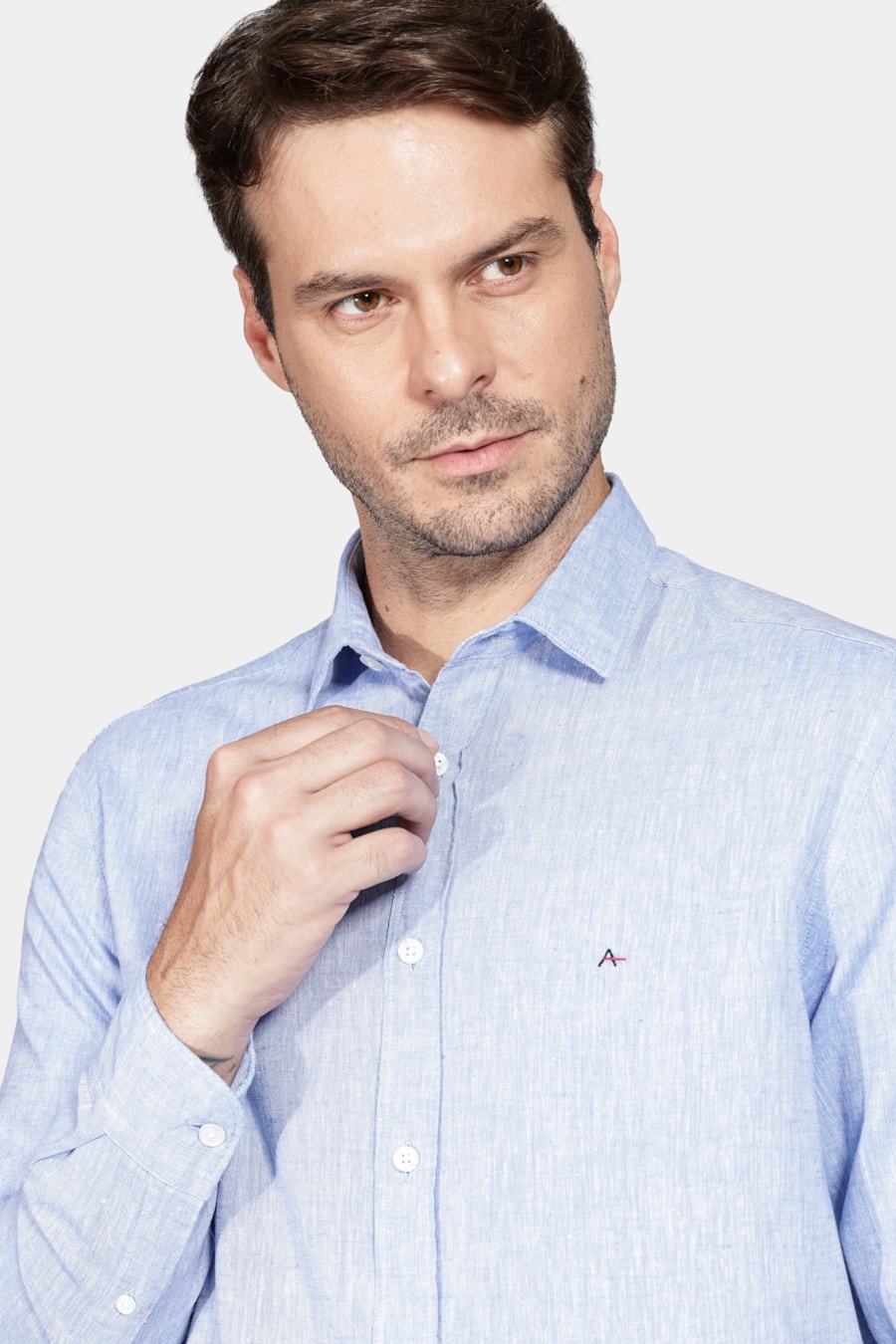 Camisa Manga Longa Slim Algodão Linho Royal — foto 3 de 5