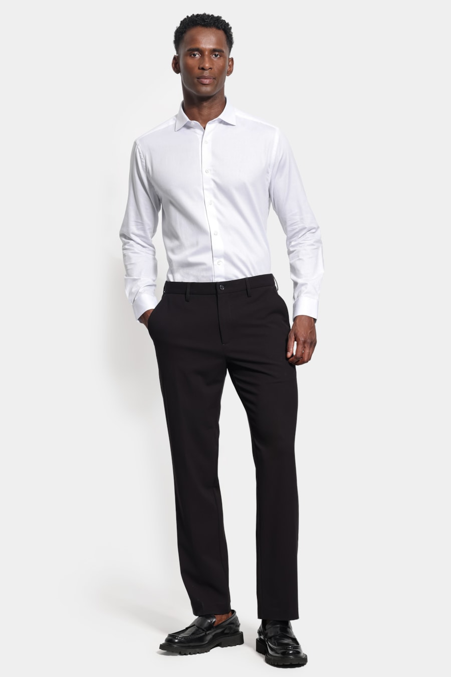 Camisa Manga Longa Slim Algodao Maquinetada Branco — foto 2 de 6