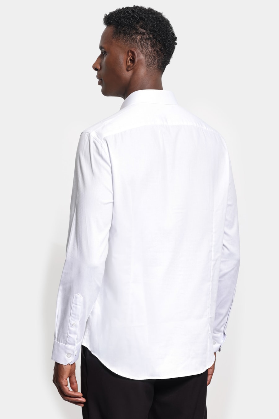 Camisa Manga Longa Slim Algodao Maquinetada Branco — foto 4 de 6