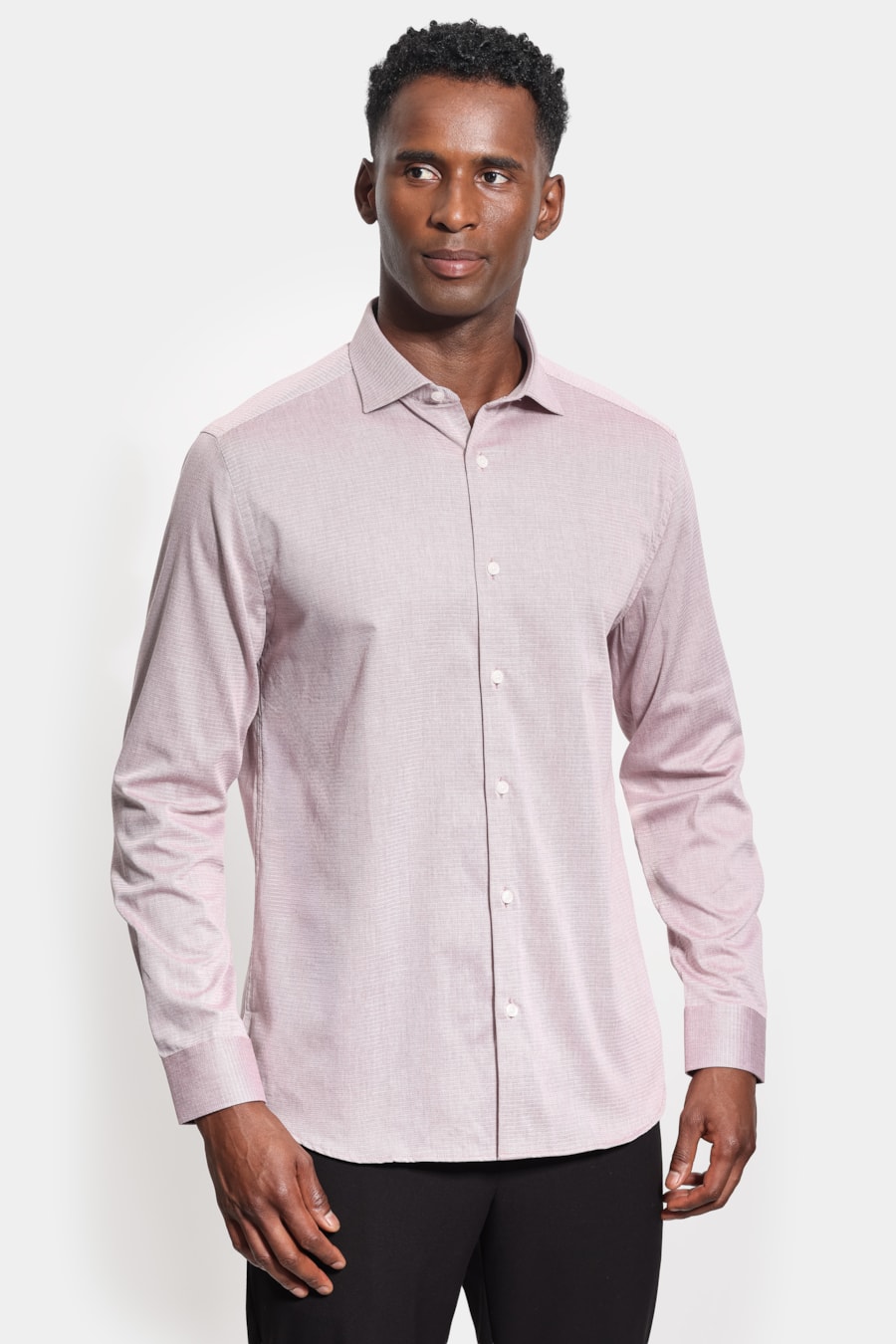 Camisa Manga Longa Slim Algodao Maquinetada Vinho — foto 1 de 6