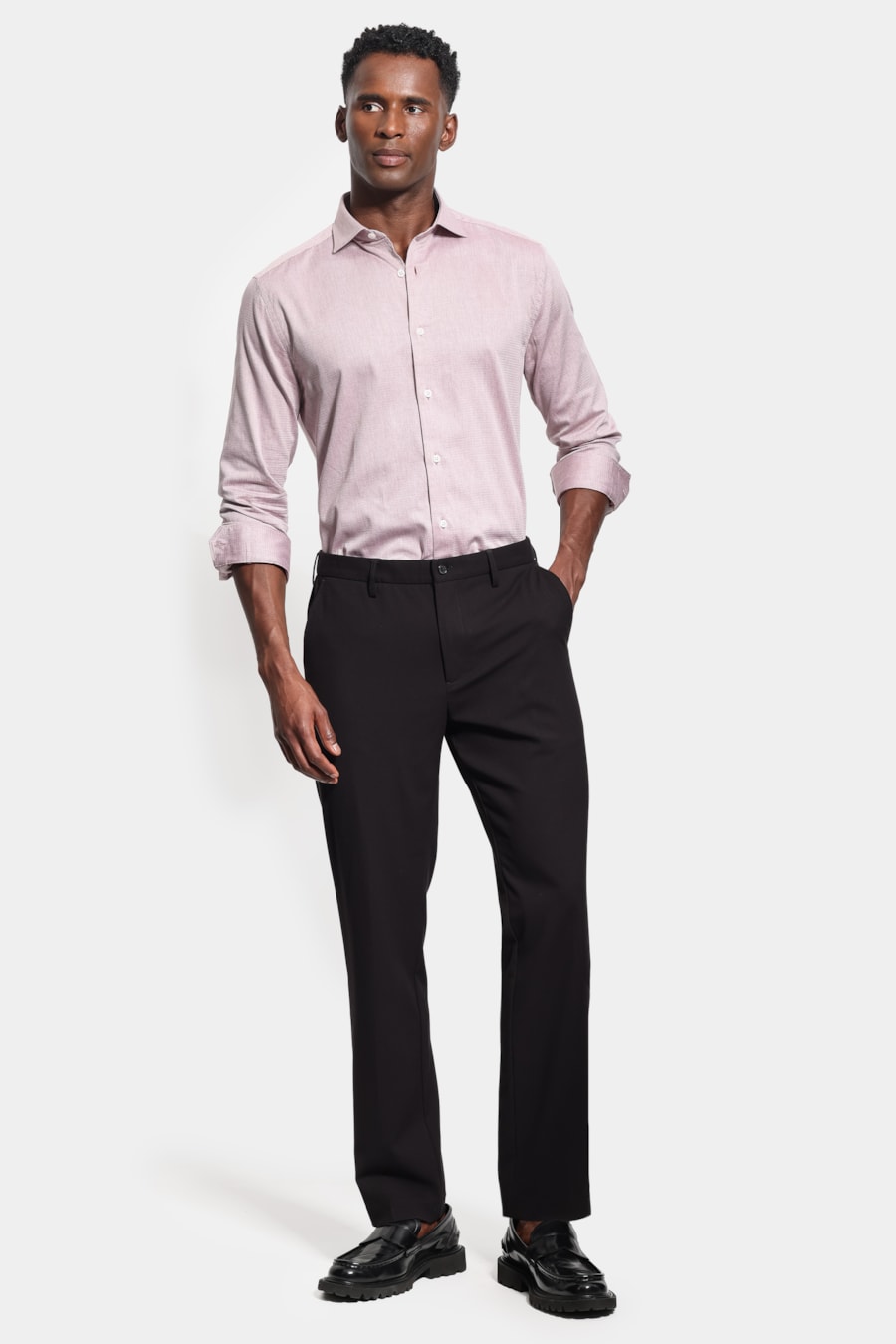 Camisa Manga Longa Slim Algodao Maquinetada Vinho — foto 2 de 6