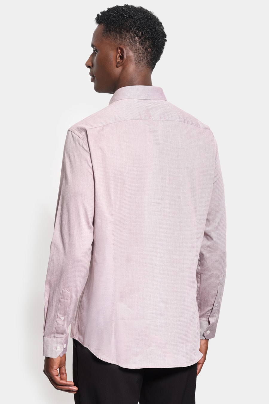 Camisa Manga Longa Slim Algodao Maquinetada Vinho — foto 4 de 6