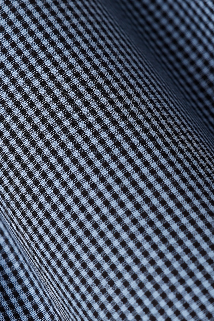 Camisa Manga Longa Slim Algodão Micro Xadrez Damero Azul Medio C/ Marinho — foto 6 de 6