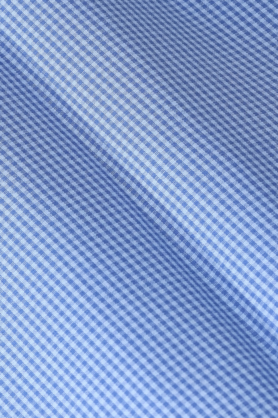 Camisa Manga Longa Slim Algodão Micro Xadrez Damero Azulclaro C/ Azul — foto 6 de 6