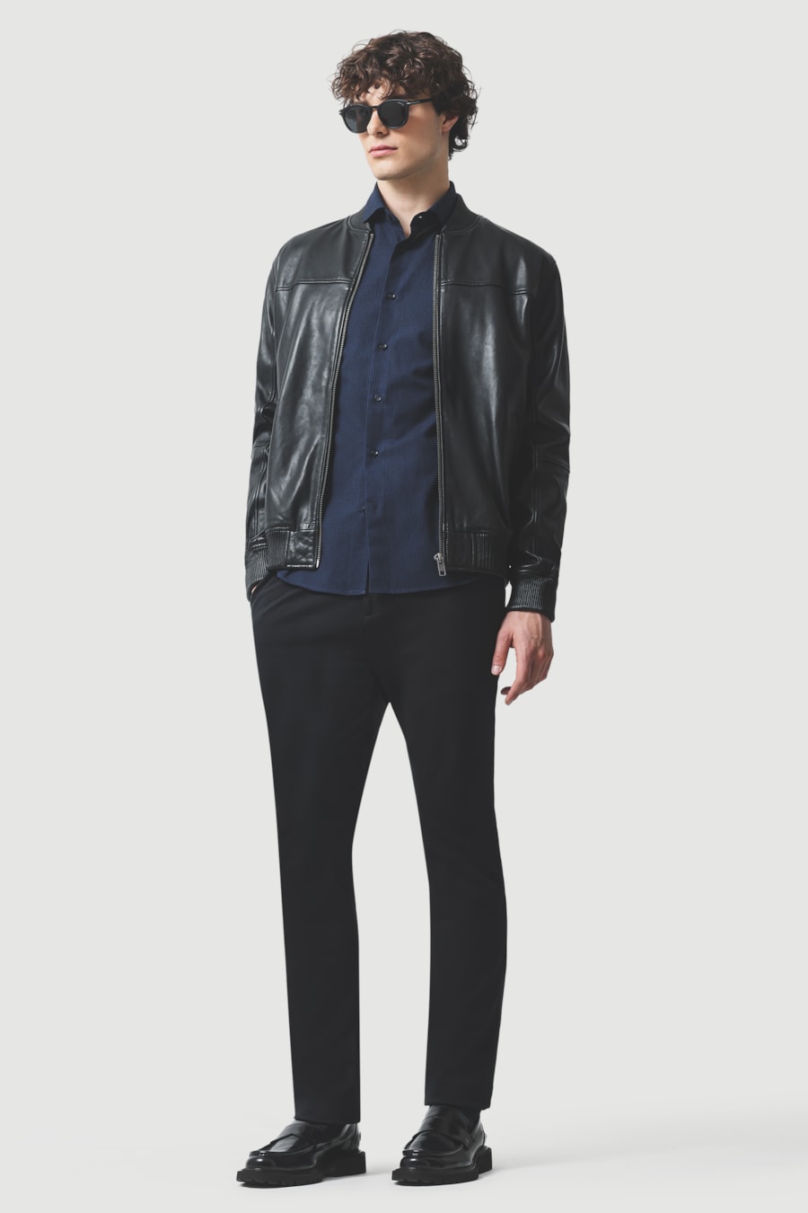 Camisa Manga Longa Slim Algodão Micro Xadrez Damero Royal C/ Marinho — foto 2 de 6