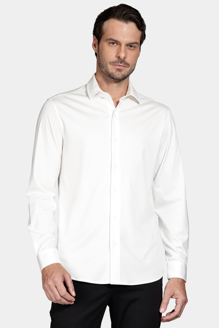 Camisa Manga Longa Slim Algodão Modal e Seda Branco — foto 1 de 6