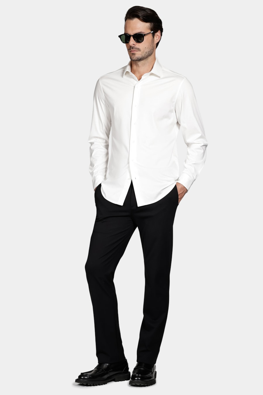 Camisa Manga Longa Slim Algodão Modal e Seda Branco — foto 2 de 6