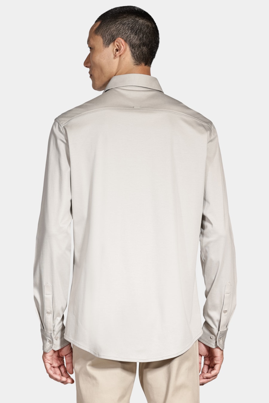 Camisa Manga Longa Slim Algodão Modal e Seda Cáqui — foto 4 de 5