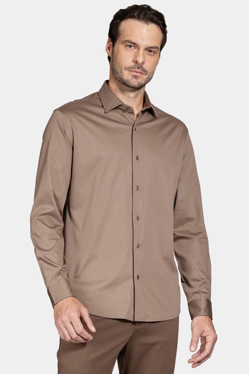 Camisa Manga Longa Slim Algodão Modal e Seda Charuto 116