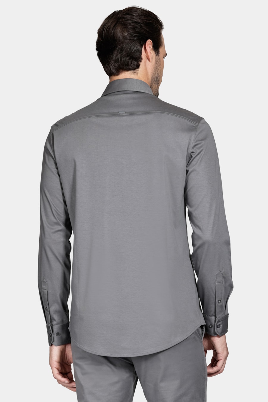 Camisa Manga Longa Slim Algodão Modal e Seda Chumbo — foto 4 de 6