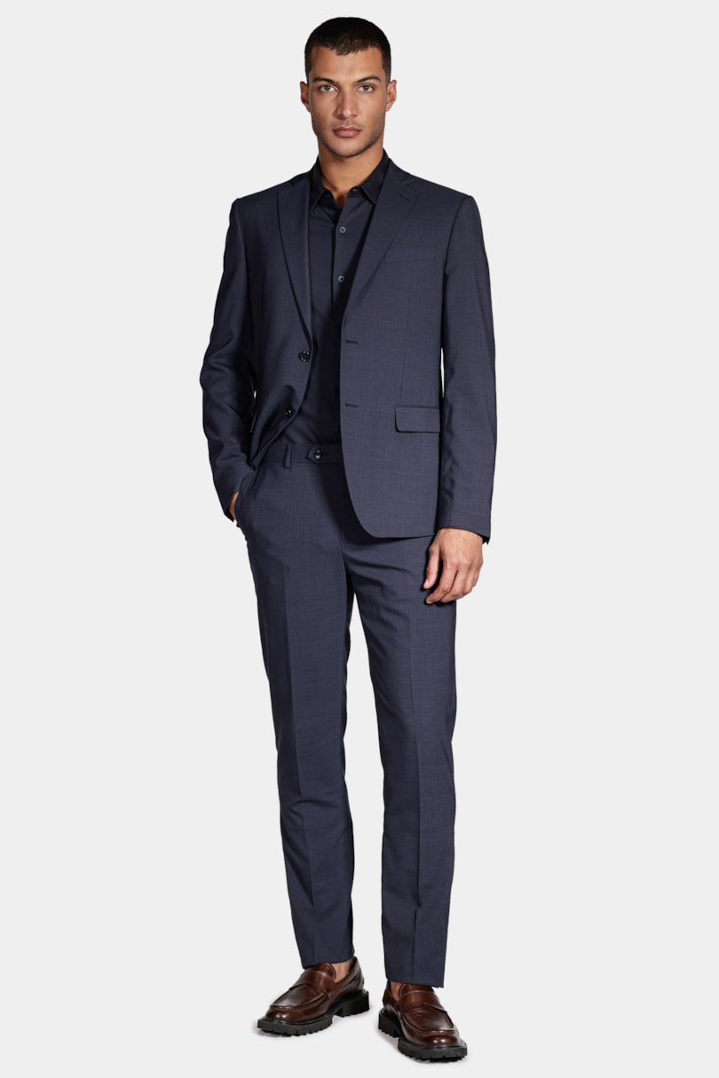 Camisa Manga Longa Slim Algodão Modal e Seda Marinho