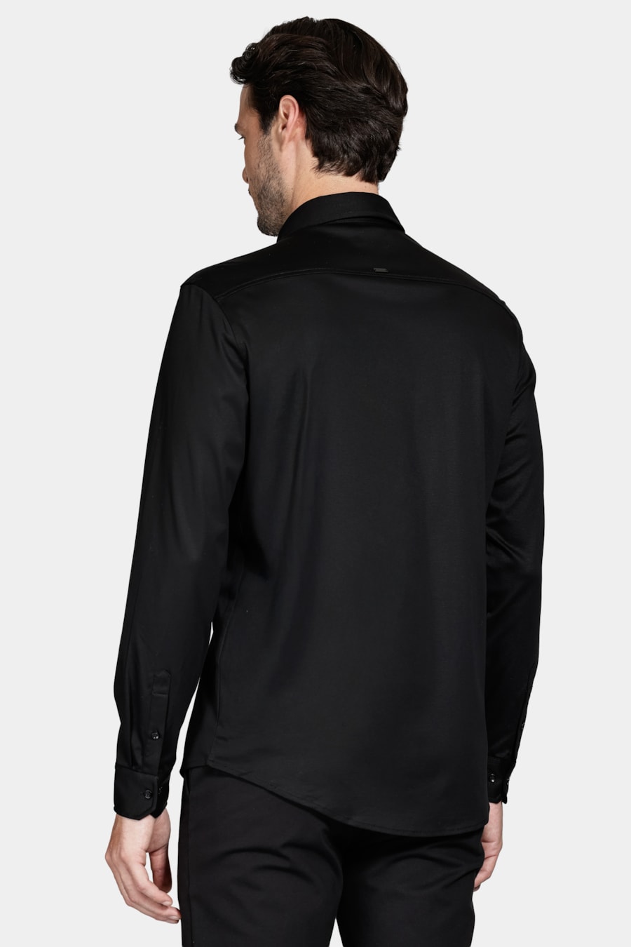 Camisa Manga Longa Slim Algodão Modal e Seda Preto — foto 4 de 6