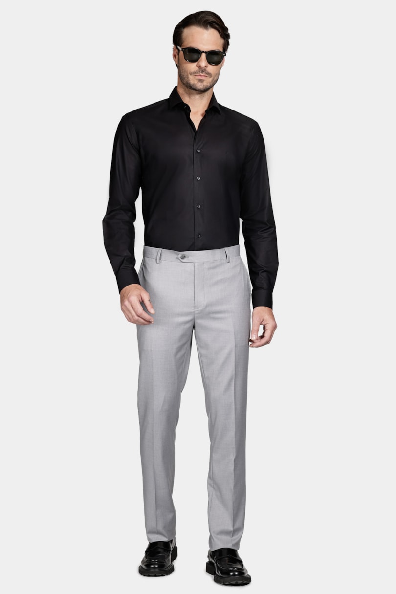 Camisa Manga Longa Slim Algodão Pima Sarjada Preto