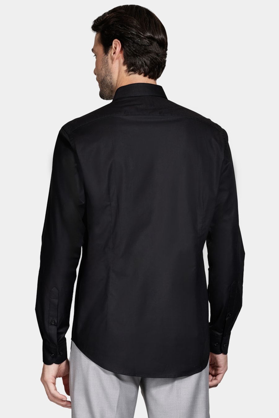 Camisa Manga Longa Slim Algodão Pima Sarjada Preto — foto 4 de 6