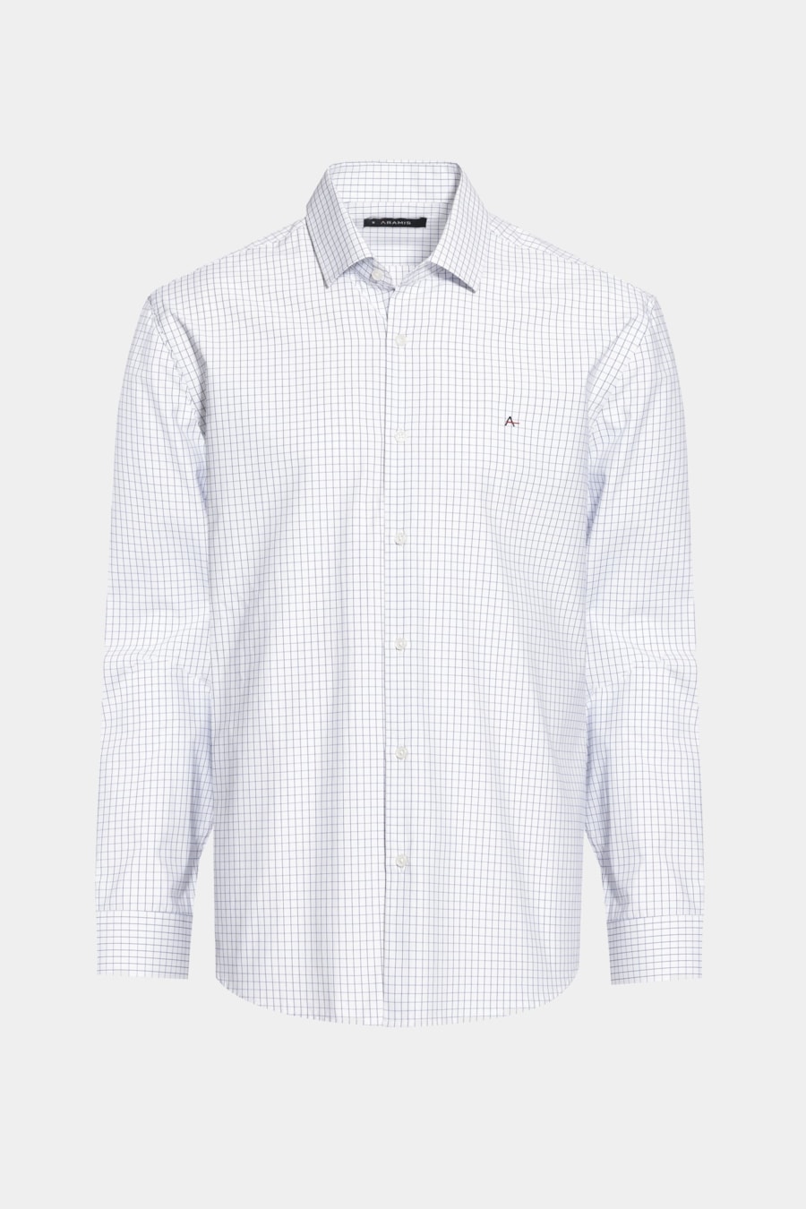 Camisa Manga Longa Slim Algodão Quadriculado Branco C/Marinho