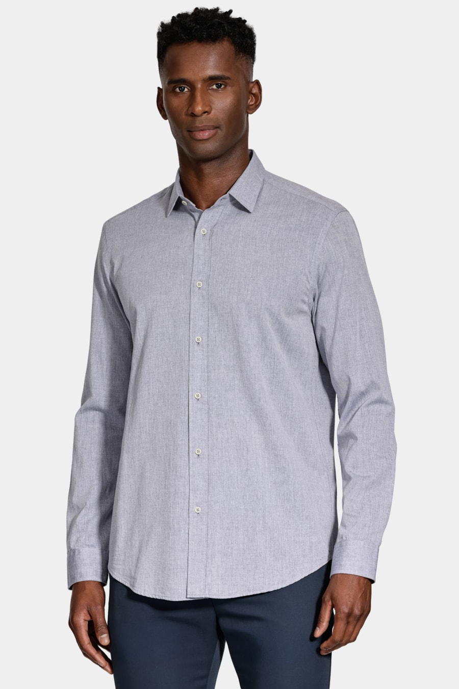Camisa Manga Longa Slim Algodão Willis Azul — foto 1 de 6