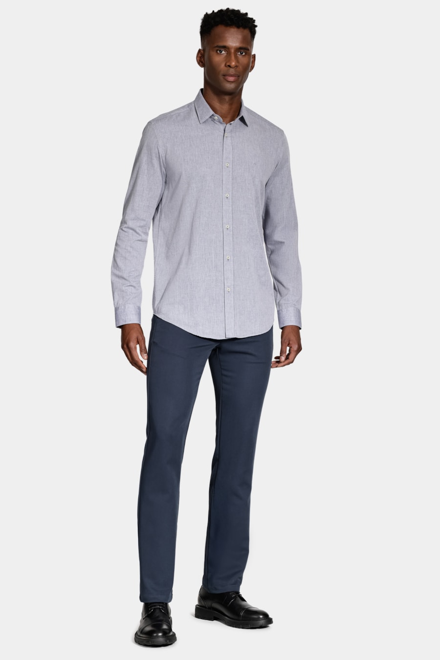 Camisa Manga Longa Slim Algodão Willis Azul — foto 2 de 6