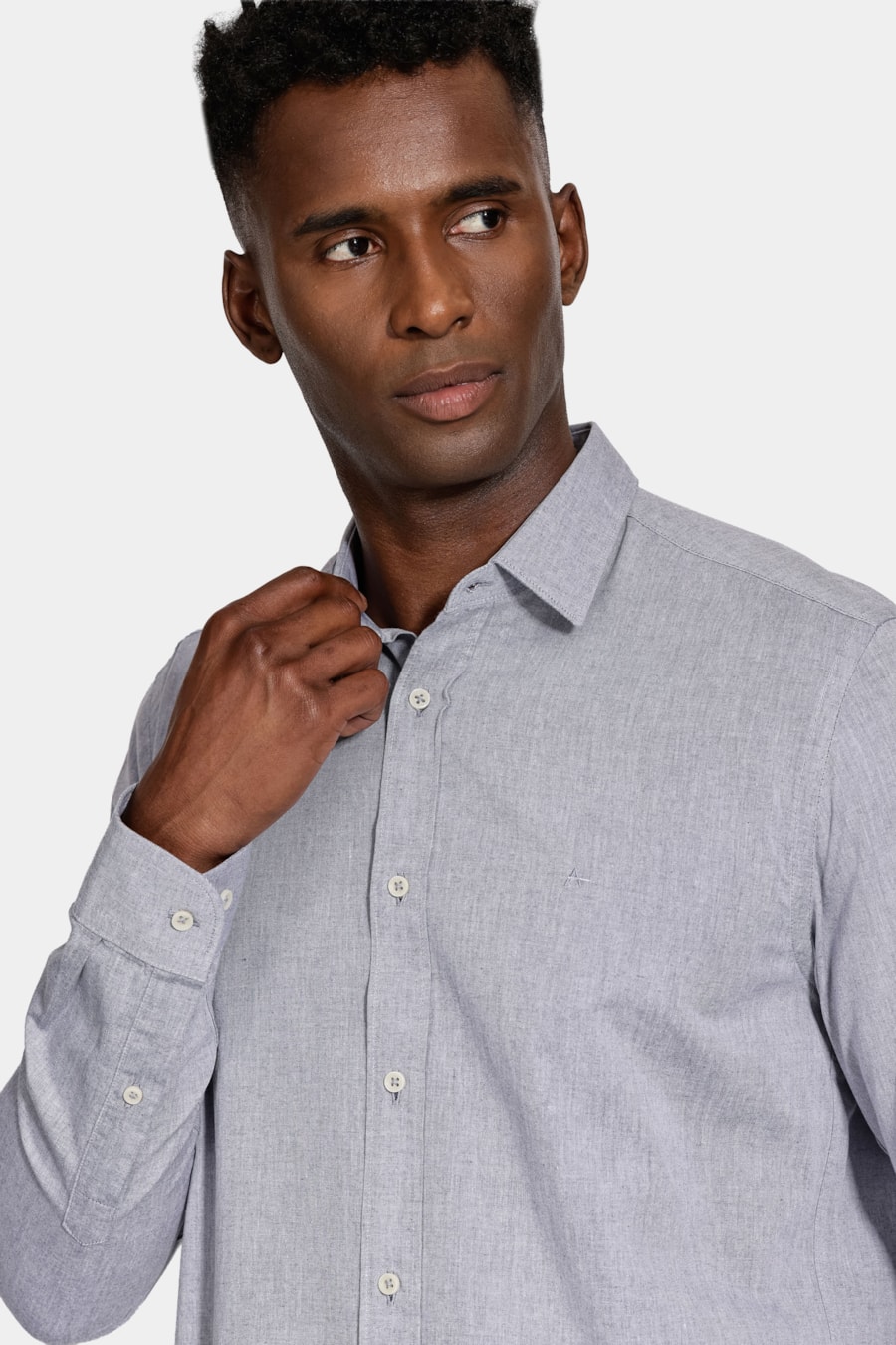 Camisa Manga Longa Slim Algodão Willis Azul — foto 3 de 6