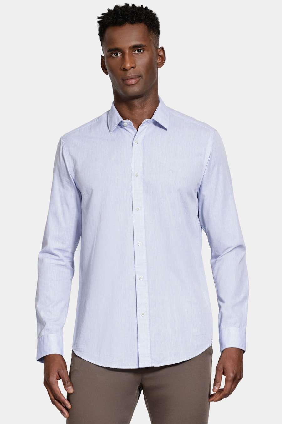 Camisa Manga Longa Slim Algodão Willis Azul Celeste — foto 1 de 6
